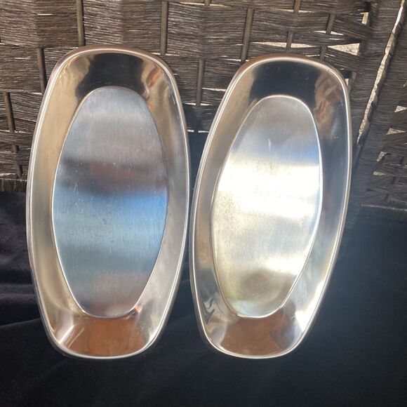 Set of 2 Adcraft Stainless Steel Oblong Trays Made in Japan MCM - Picture 2 of 6